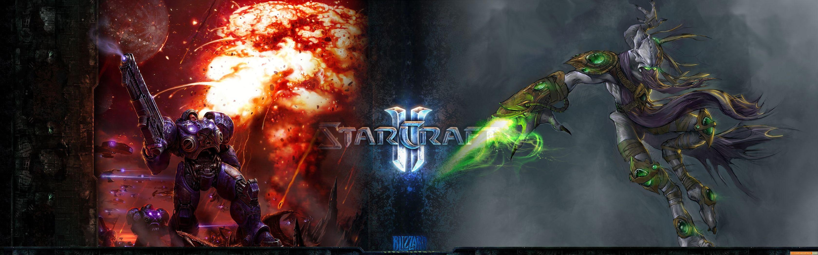 starcraft dual monitor Video Games Starcraft HD Art widescreen dualmonitor dualscreen 2k