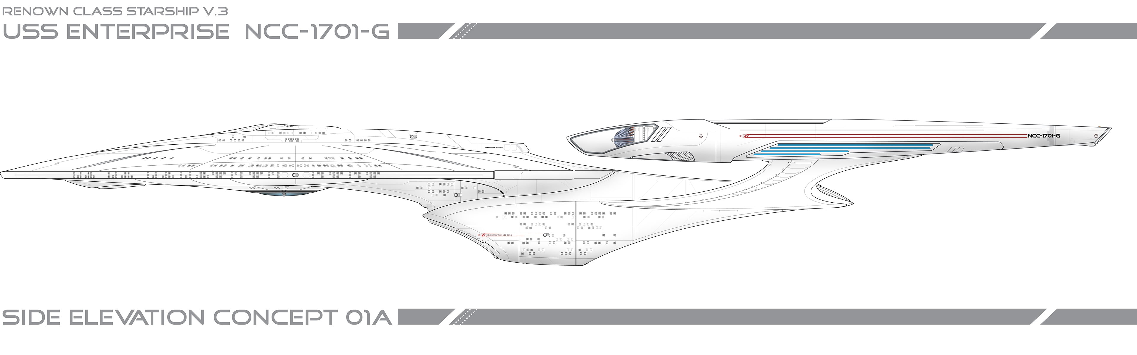 USS Enterprise NCC G side elevation concept Star Trek widescreen dualmonitor dualscreen 2k 4k