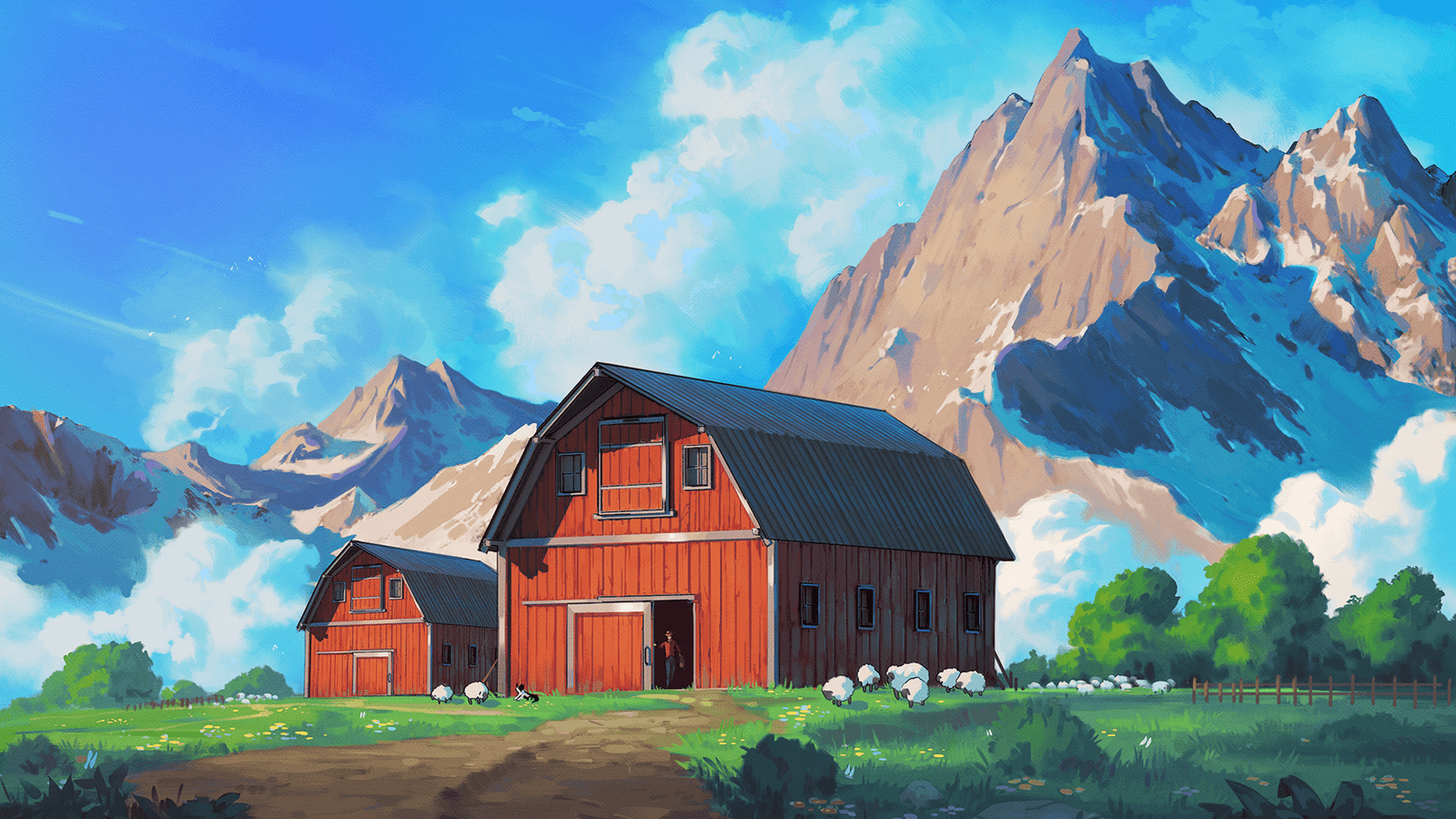 Distant Barn painting art 2k