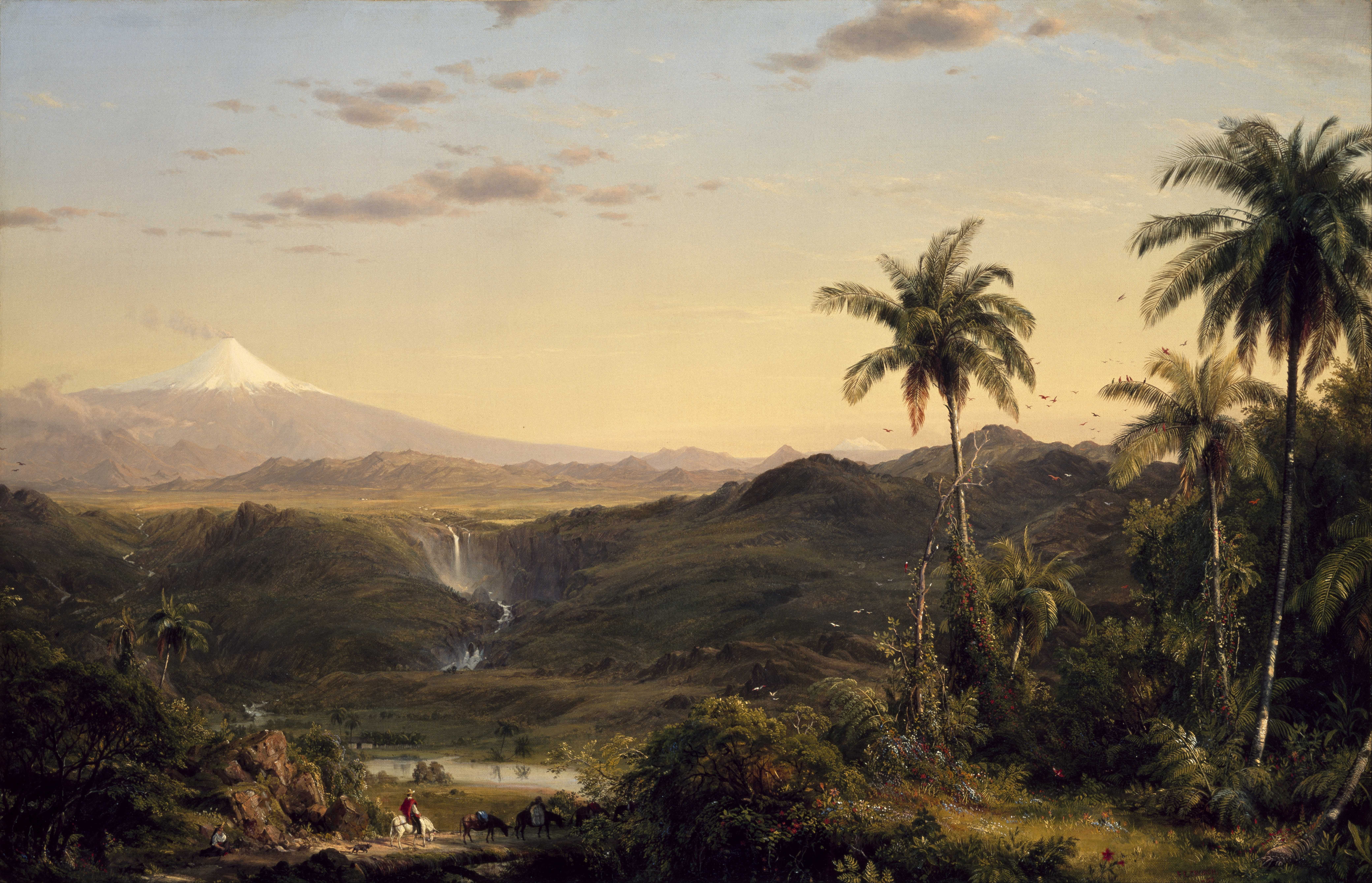 Frederic Edwin Church landscape painting classic art waterfall 2k 4k 5k 8k