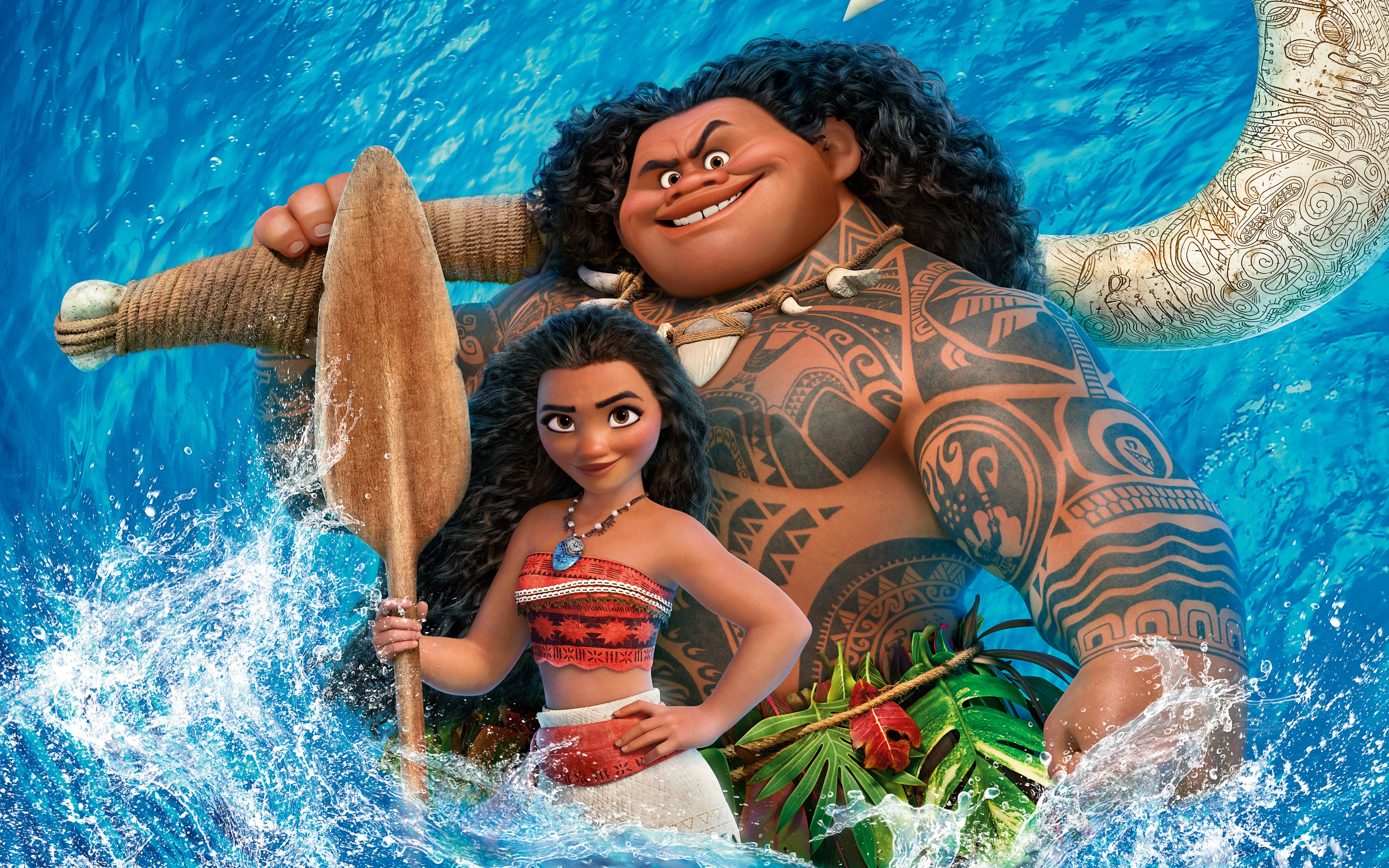 Maui Moana Animation young adult women two people 2k 4k 5k