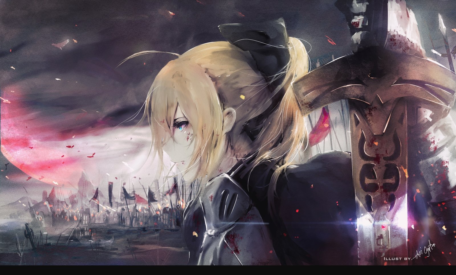 Saber from Fate Stay Night illustration Aoi Ogata 2k 4k 5k