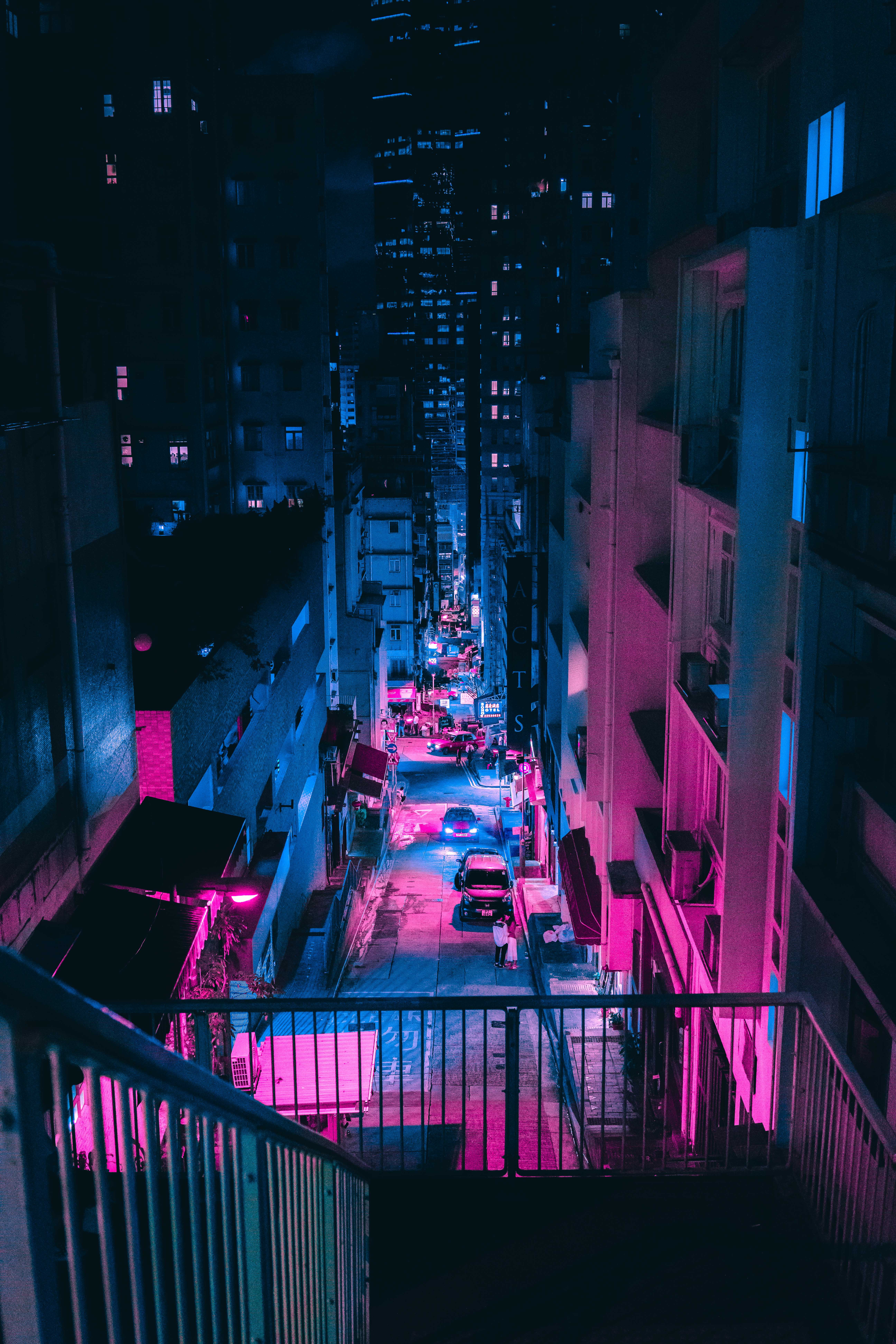 cyberpunk neon wallpaper vaporwave outrun street urban 2k 4k 5k