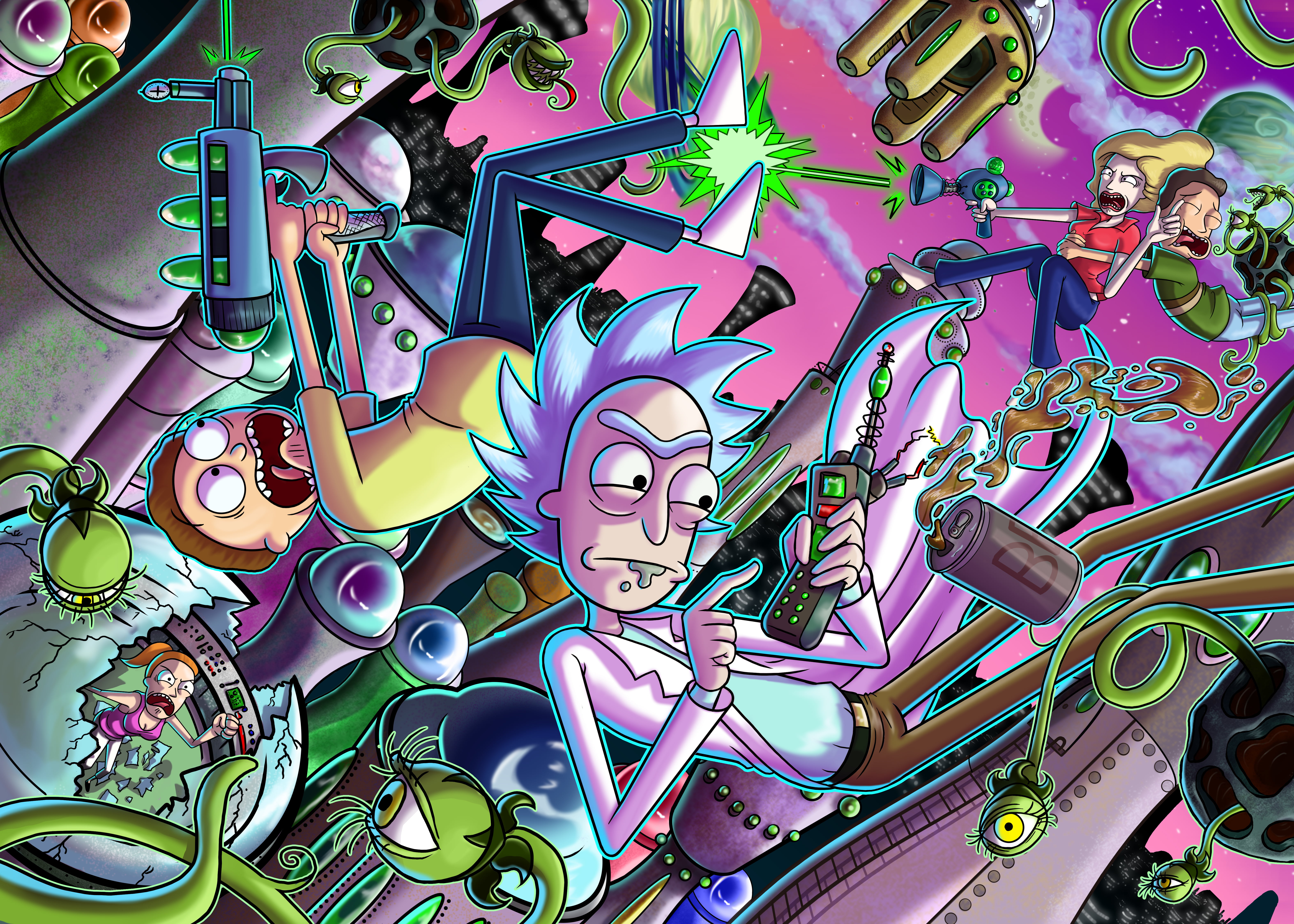 Rick and Morty digital wallpaper untitled tv series cartoon 2k 4k 5k