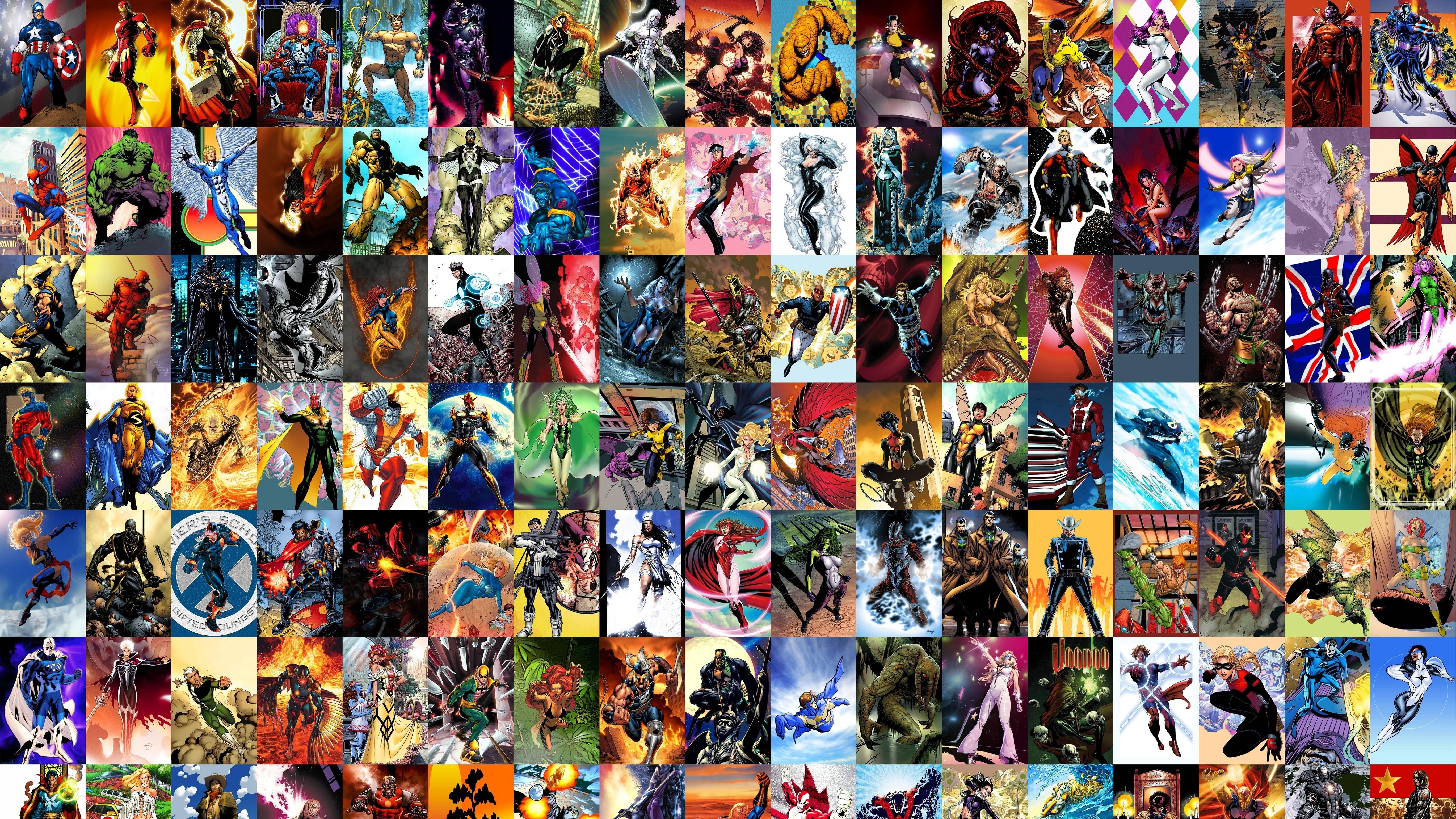 superhero collage Marvel Comics artwork 2k 4k 5k