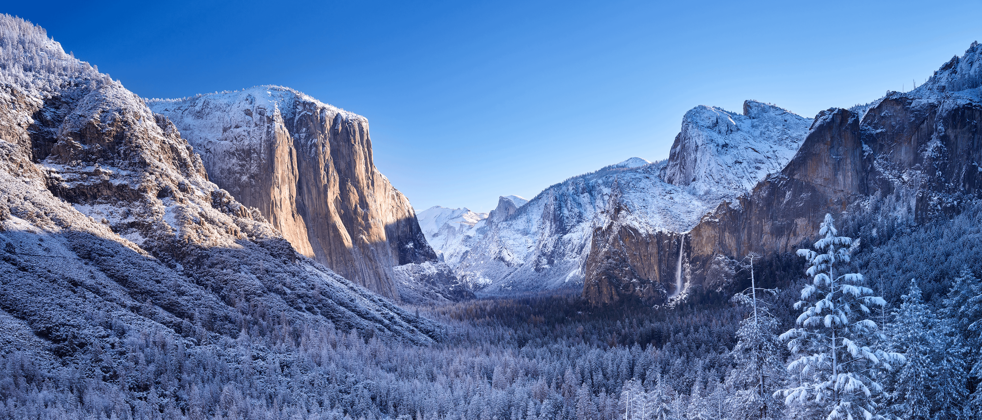 Yosemite Winter snowy mountain range nature 2k 4k