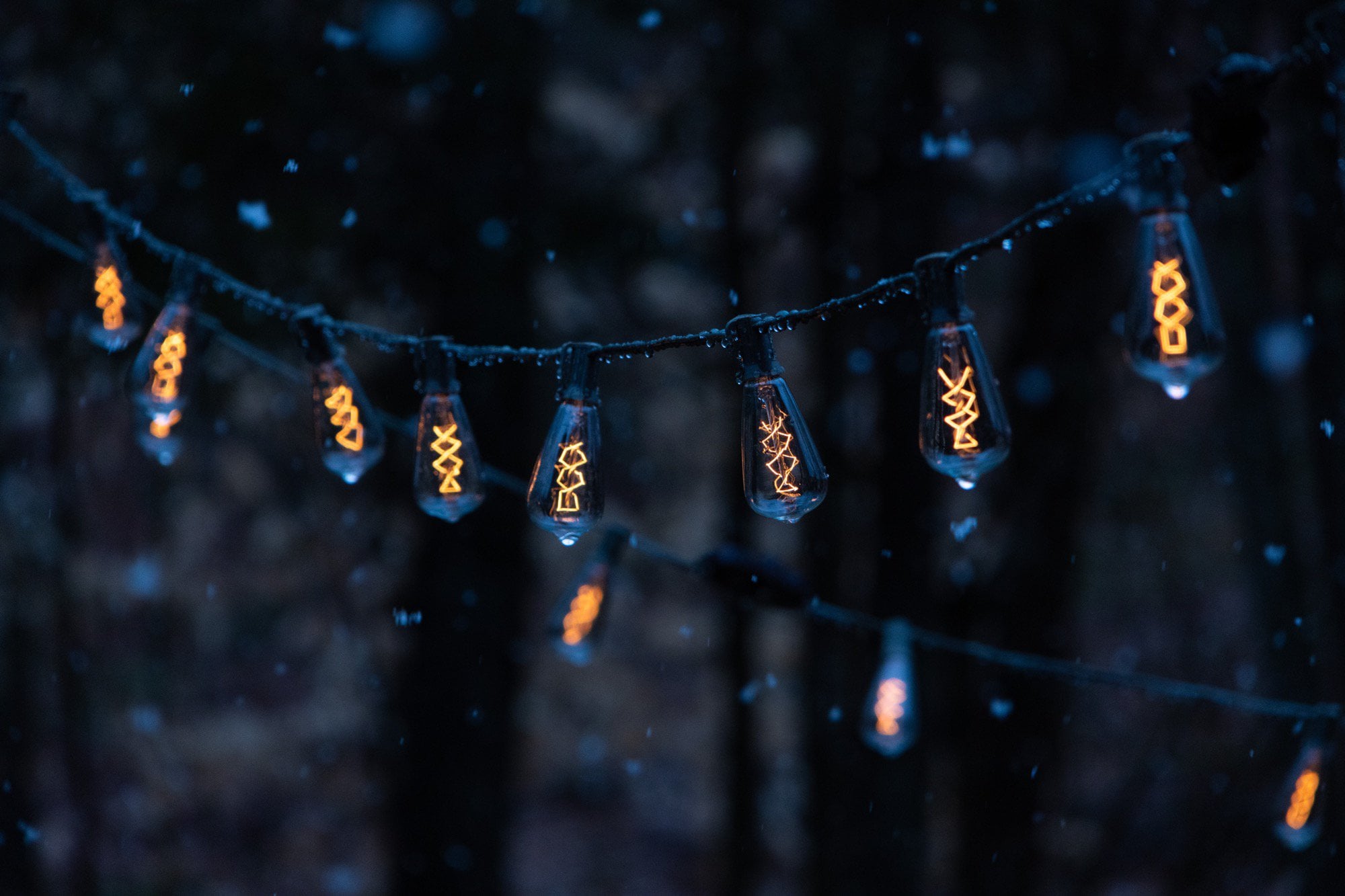 Backyard lights as a snow storm settles 2k