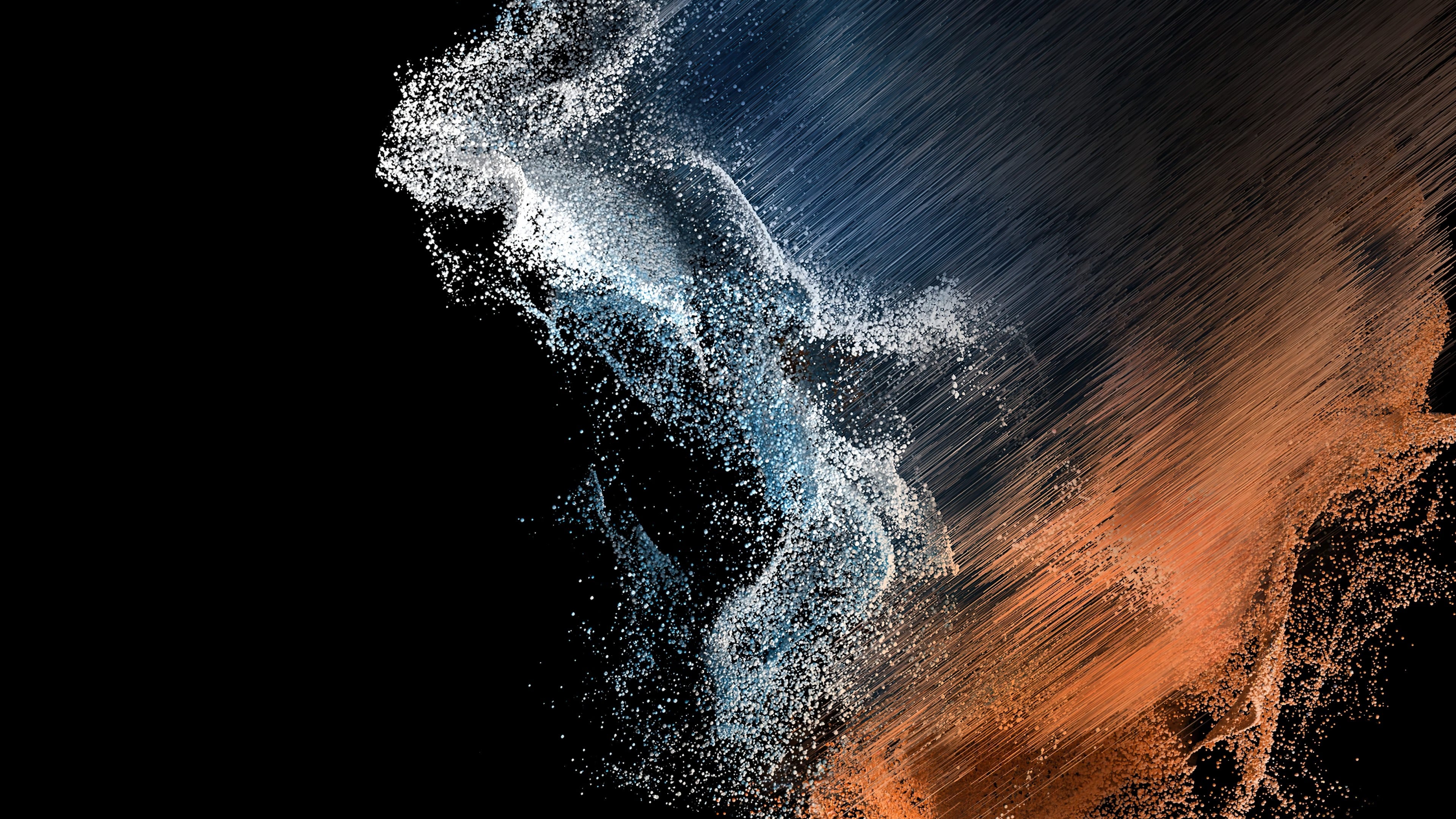 White Blue Orange Abstract 2k 4k