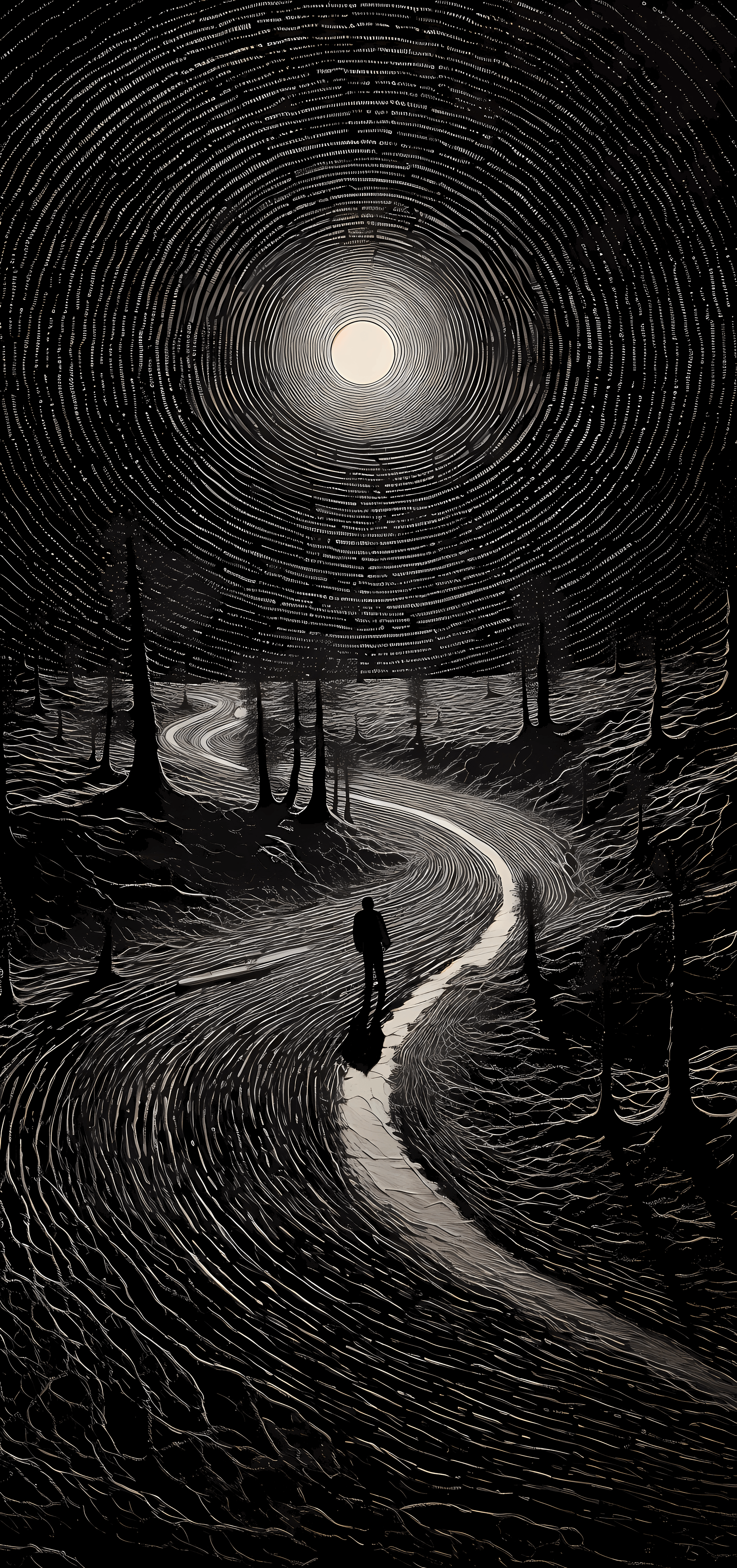 Moonlit Path Amoled wallpaper mobile background 4k 2k