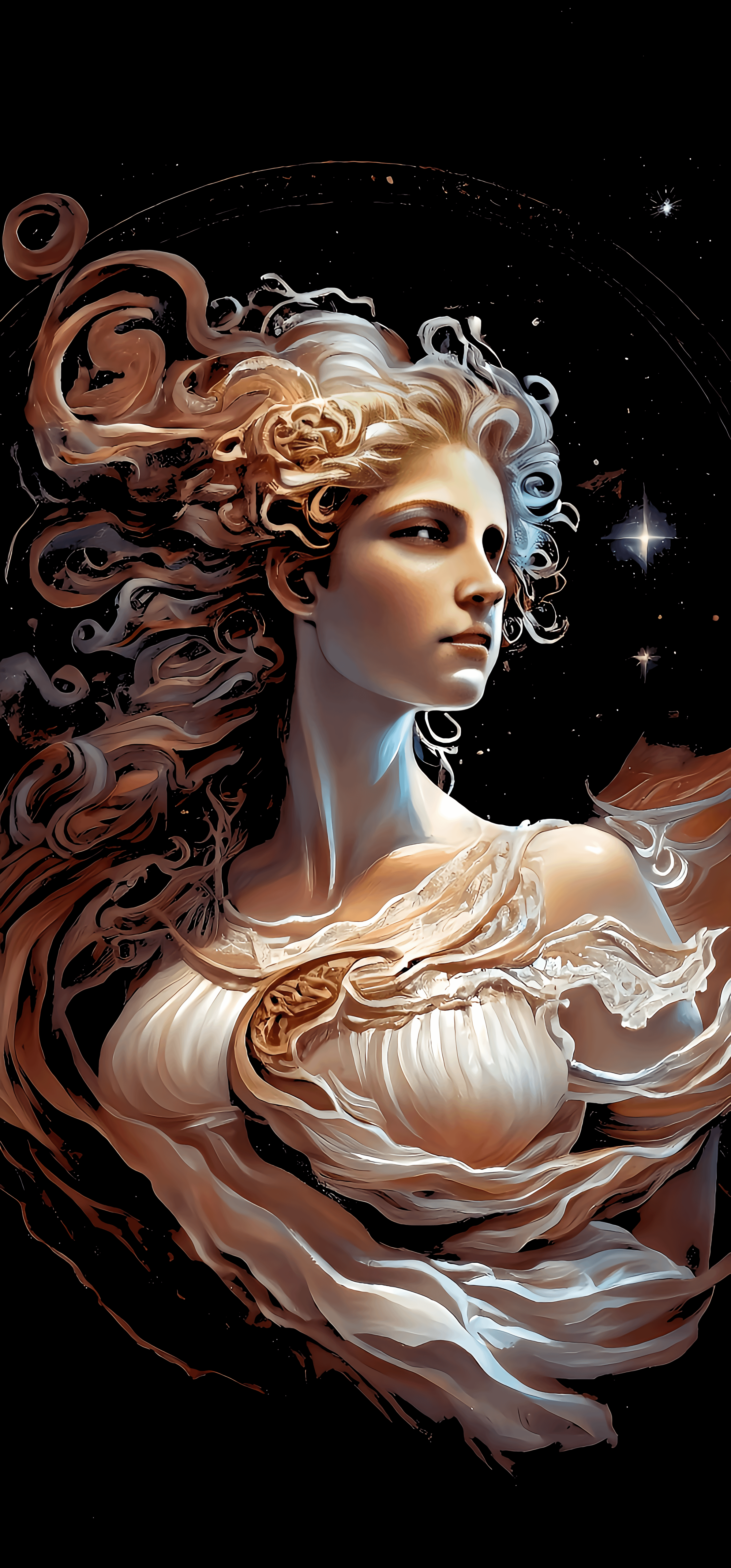 Space Goddess Amoled wallpaper mobile background 4k 2k