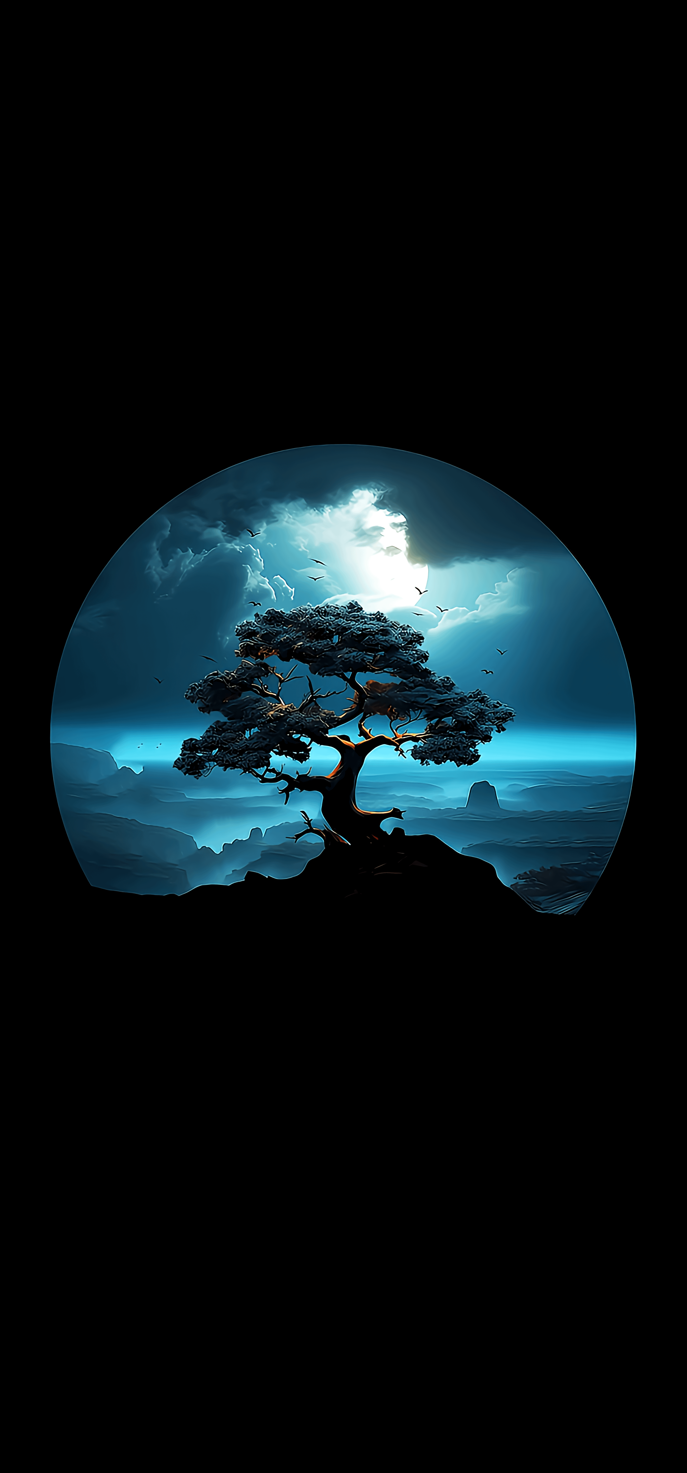 Tree on the Hill Amoled wallpaper mobile background 4k 2k