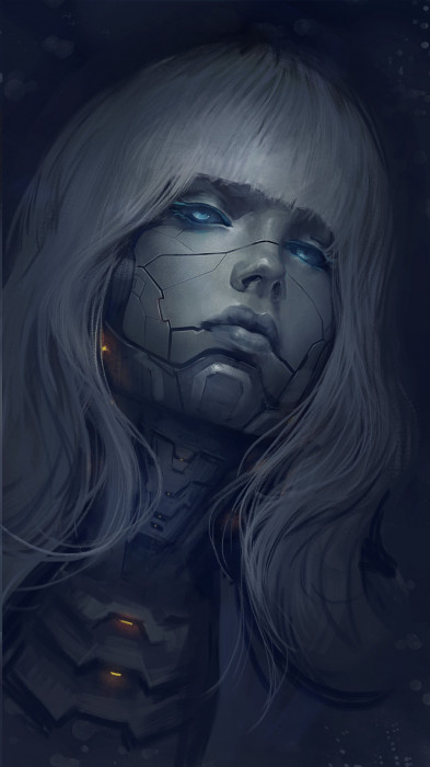 animated woman wallpaper cyber face portrait adult one person