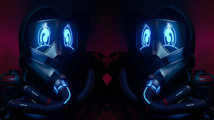 AronyMusic blue pink red digital art cyber punk cyberpunk