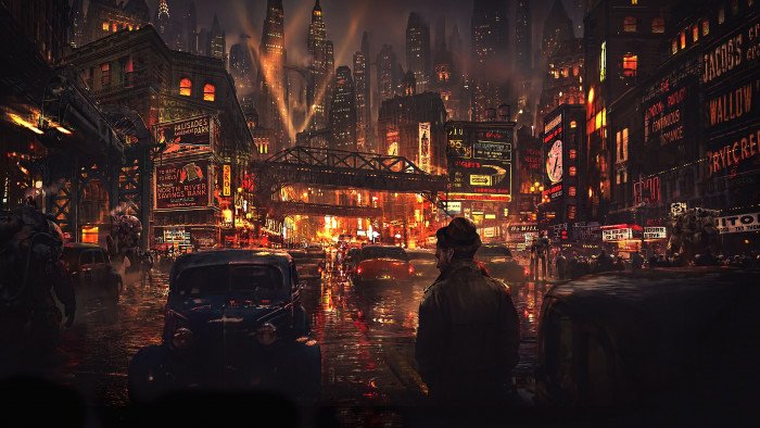 cityscape street futuristic cyberpunk science fiction digital art 56 2k