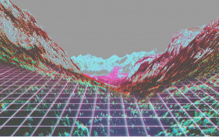 cyber grid Tron mountain top digital 2k