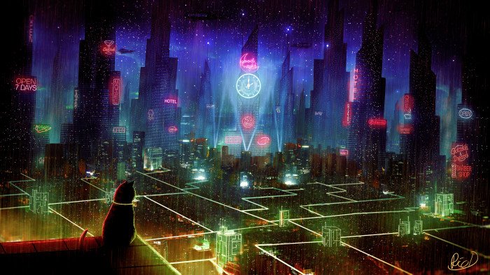 cyber science fiction digital art concept cyberpunk 2k