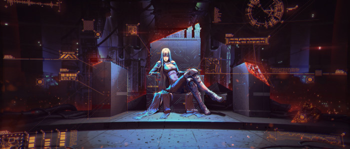 cyberpunk throne tech technology cybergirl 2k 4k 5k