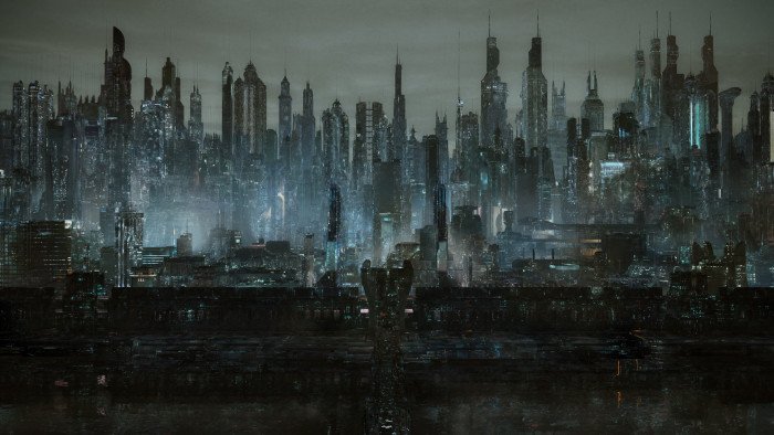Dark City futuristic cyber city