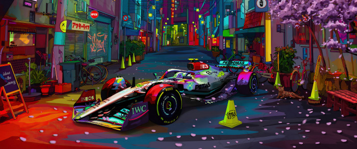 digital art Sci fi cyber Formula 1 formula cars Mercedes AMG Petronas 2k