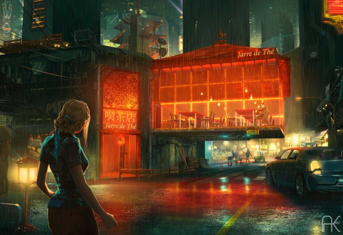 science fiction cyberpunk digital art women one person