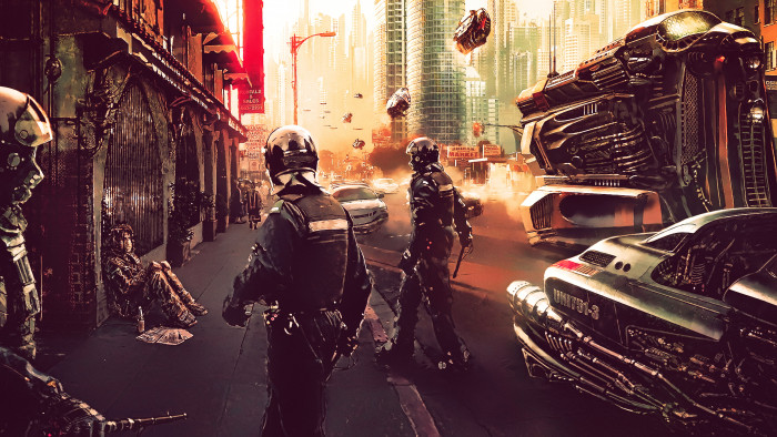 science fiction police futuristic city cyber fan art fantasy 2k