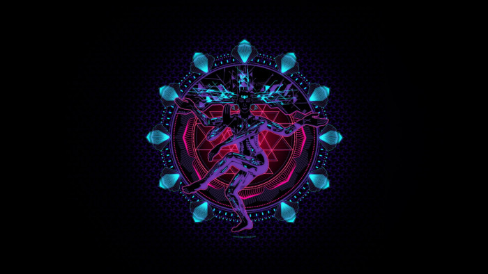 Shiva digital art cyber cyberpunk neon glowing
