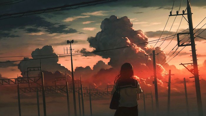 Anime girl walking 2k