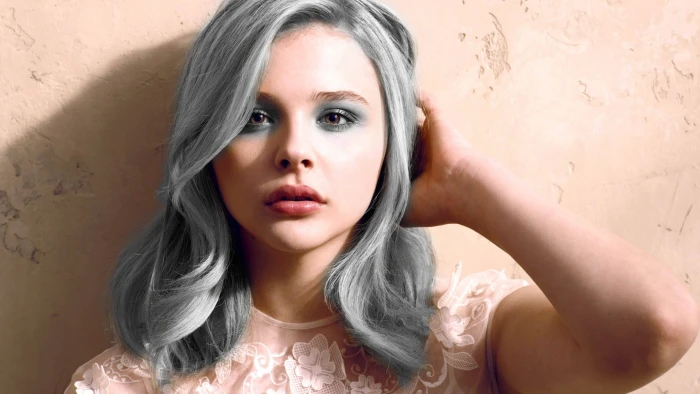 chloe grace moretz with silver hair actress hollywood