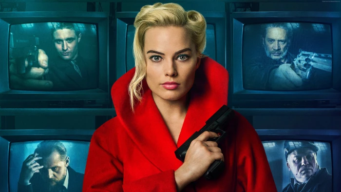 margot robbie in red dress actress hollywood 2k