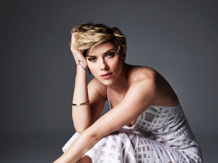 scarlett johansson cute white dress actress hollywood 2k 4k