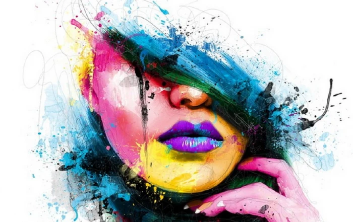Beautiful Abstract Face painting woman girl digital nice