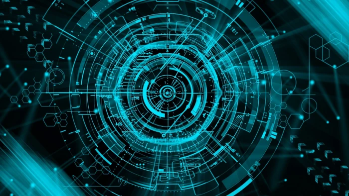 black and green desk fan futuristic tech geometry cyan technology