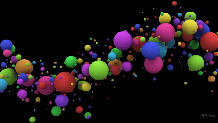 black background abstract balls colorful digital art