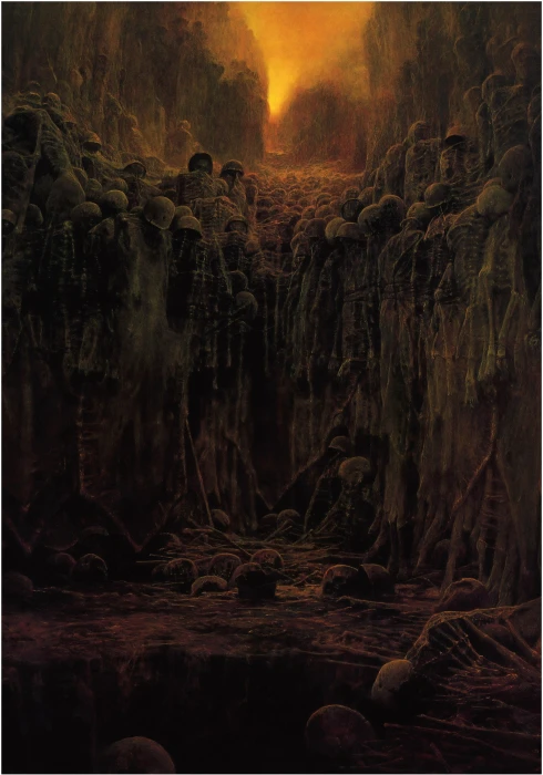 brown and black abstract painting Zdzis aw Beksi ski tree