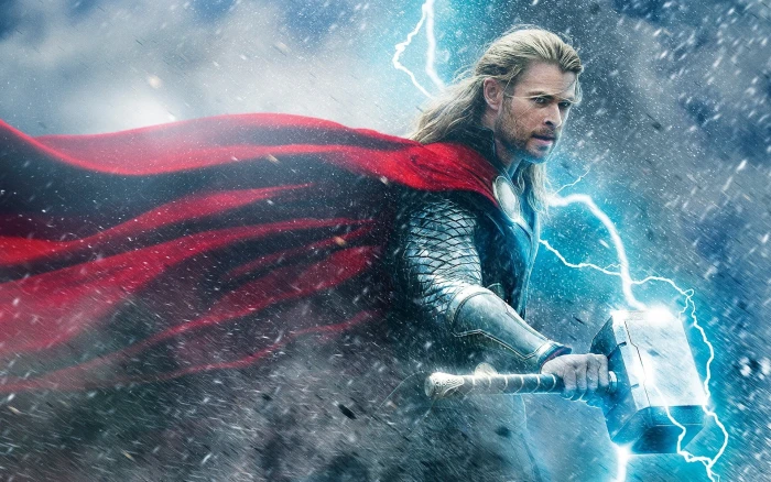 Marvel Thor digital wallpaper Chris Hemsworth men Mjolnir