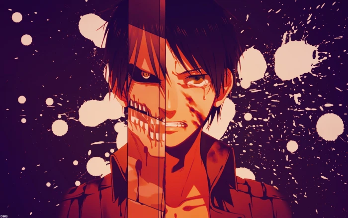 multicolored Attack on Titans digital wallpaper Titan Eren Jaeger