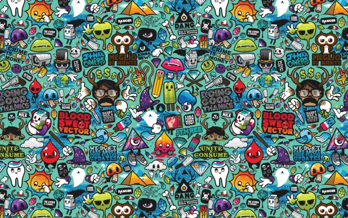 multicolored Blood Sweat Vector wallpaper abstract pop art 2k