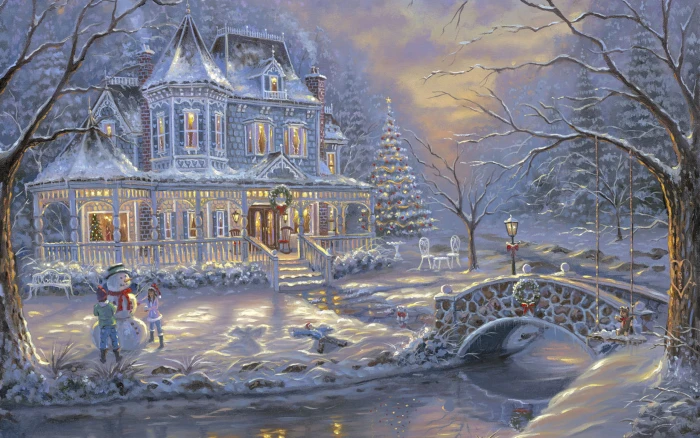 concrete structure illustration cold winter snow decoration 2k