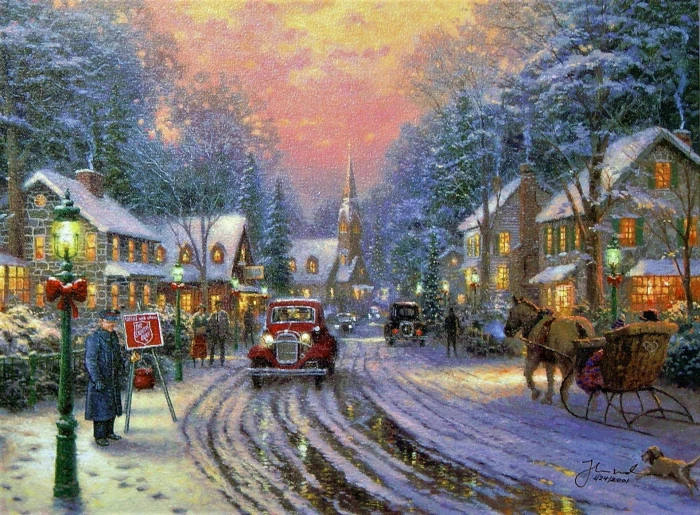 Holiday Christmas Artistic Painting Snow Vintage Winter