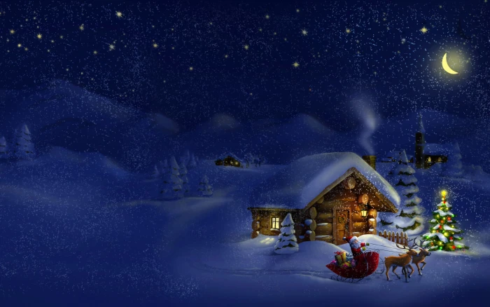 Santa Claus illustration Christmas New Year night winter 2k