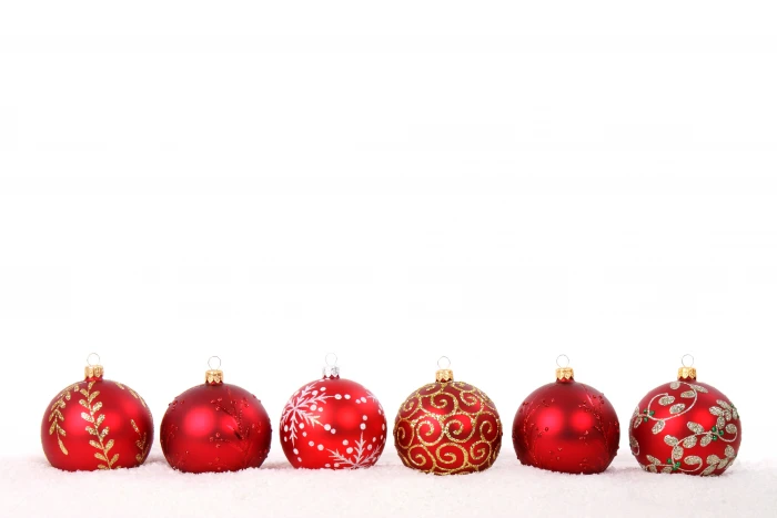 six red Christmas Baubles background ball celebration decoration 2k 4k