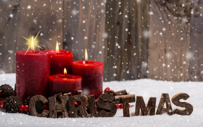 Christmas New Year candle snow winter cold temperature 2k