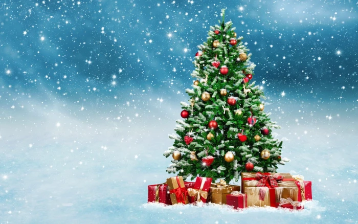 Christmas tree green christmass illustration snow winter balloons