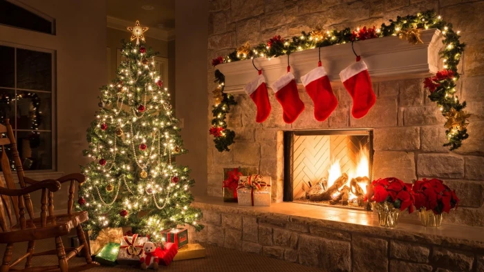 christmas tree home fireplace lights 81