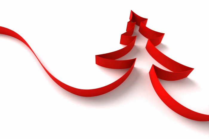 red ribbon Christmas tree form clip art new year minimalism 2k 4k 5k