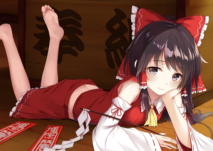 female anime character Christmas Hakurei Reimu Japanese clothes