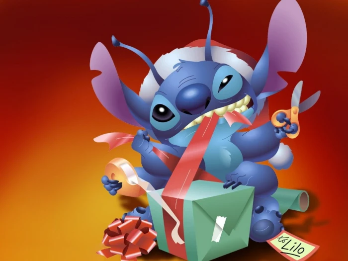 Stitch illustration new year christmas gift stich cartoon