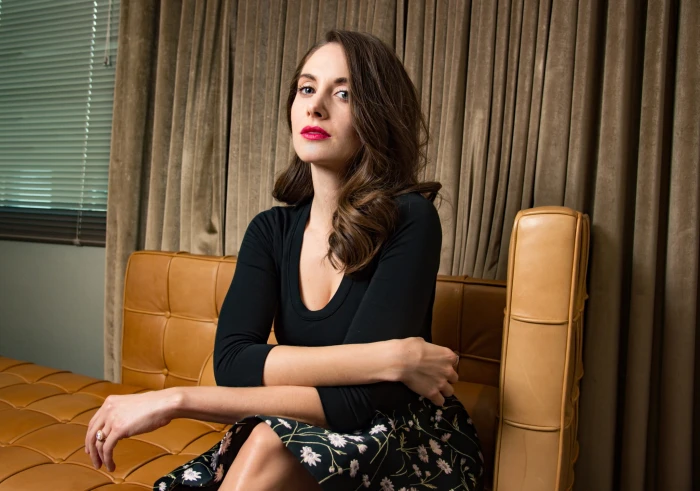 actress brunette women celebrity black dress sitting Alison Brie 2k