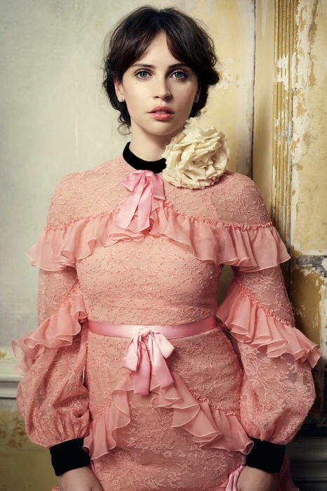 actress women Felicity Jones portrait pink dress traditional clothing 2k