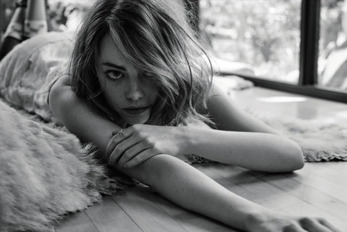 Actresses Emma Stone Monochrome